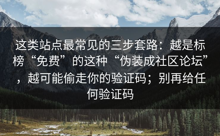 这类站点最常见的三步套路：越是标榜“免费”的这种“伪装成社区论坛”，越可能偷走你的验证码；别再给任何验证码